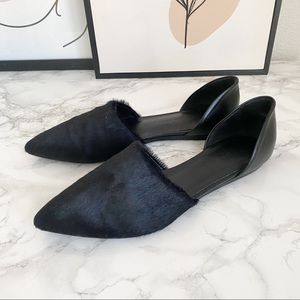 Jenni Kayne Black Calf Hair Pointed Toe D’Orsay Flats RARE